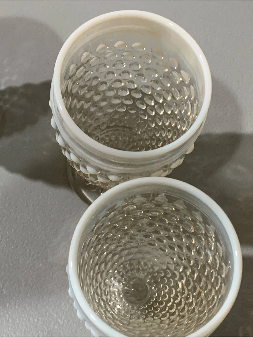 White Hobnail Glass Tumbler Set - Elegant Milk Glass Style